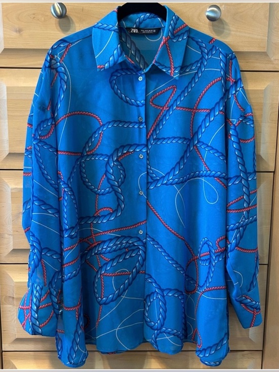 Zara Tops - Zara Nautical Sheer Blouse